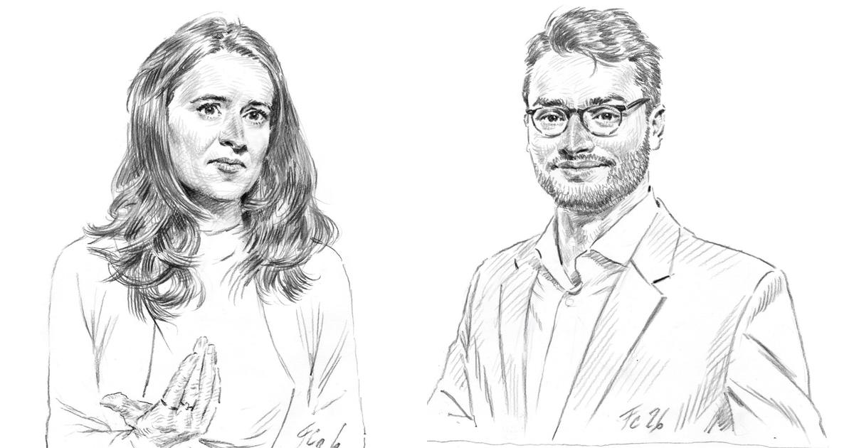 Portraits dessinés de Madeleine de Jessey et Joachim Le Floch-Imad dans Le Figaro